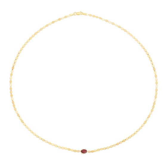 Collar de Cadena con Espejo de Granate de Oro Amarillo 14k