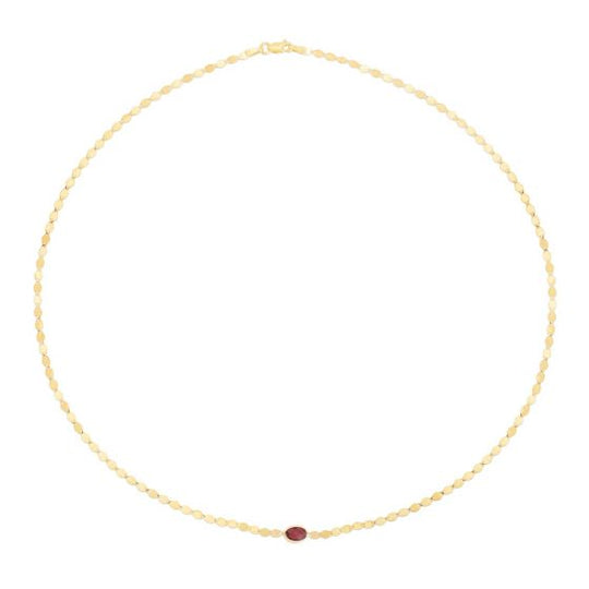 Collar de Cadena con Espejo de Granate de Oro Amarillo 14k