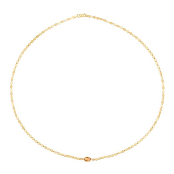 Collar de Cadena con Espejo de Citrino en Oro Amarillo de 14k