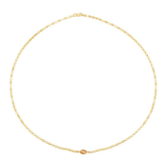 Collar de Cadena con Espejo de Citrino en Oro Amarillo de 14k