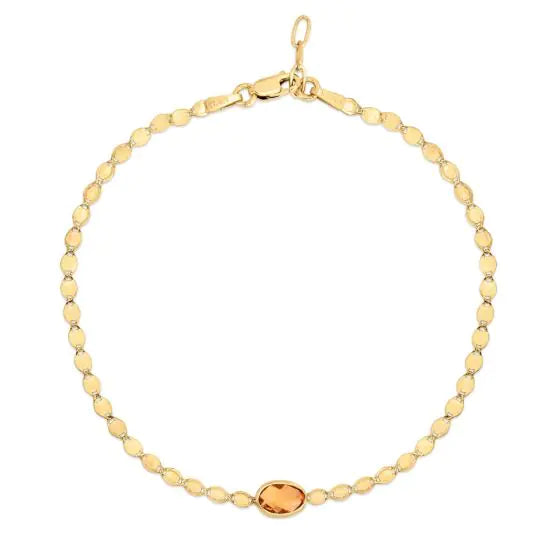 Collar de Cadena con Espejo de Citrino en Oro Amarillo de 14k