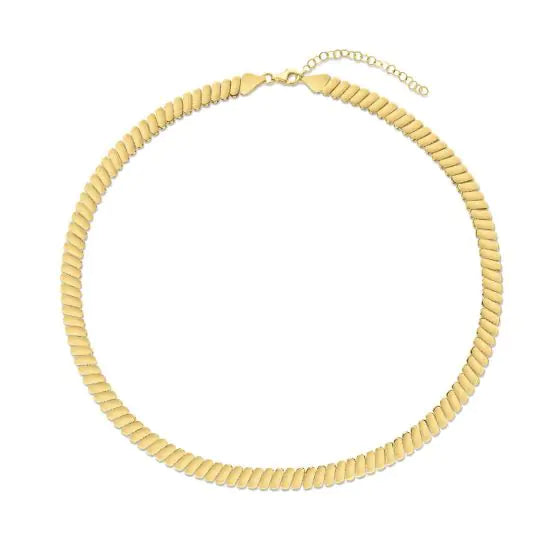 Collar de Eslabones de Acanalados de Oro Amarillo de 14k