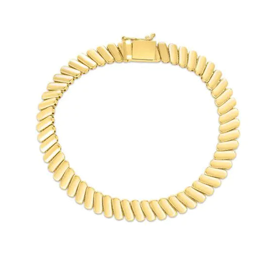 Pulsera de Eslabones de Acanalados de Oro Amarillo de 14k