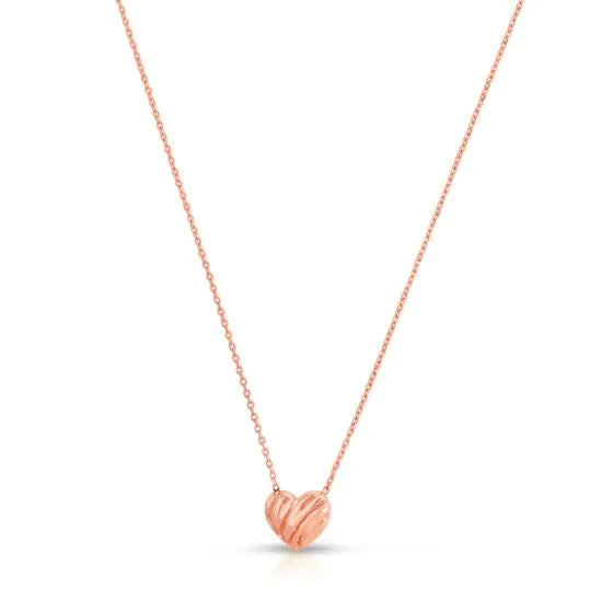 Collar de Corazón con Garabatos de Oro Rosa de 14k