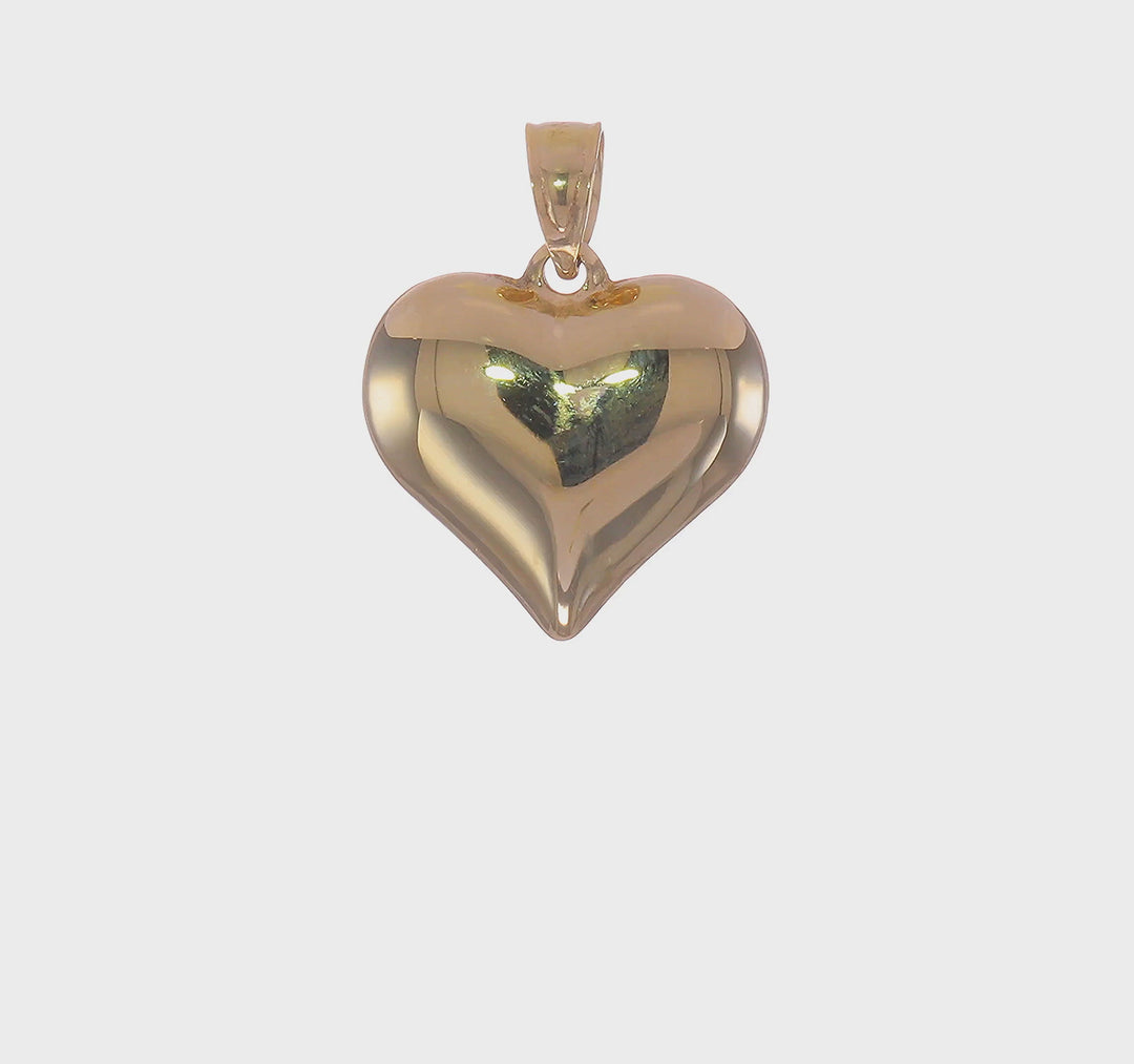 Colgante de Corazón 3D Puffed Pulido en 14K