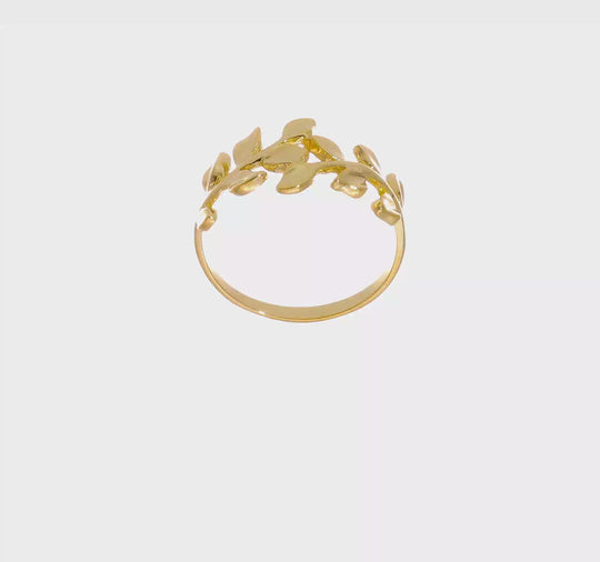 Anillo de Hoja Pulido en Oro Amarillo de 14k