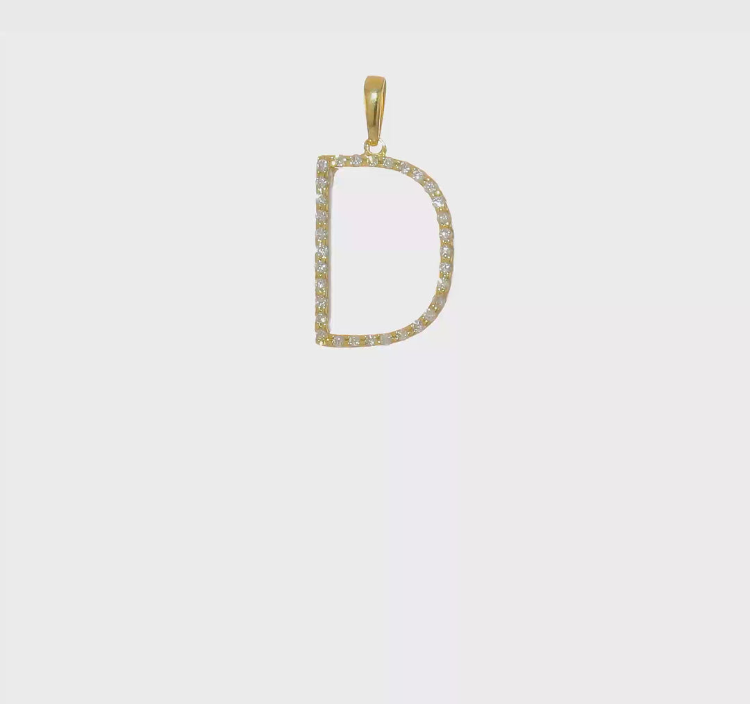 Dije de Inicial con Letra D y Diamante en Oro Amarillo de 14k