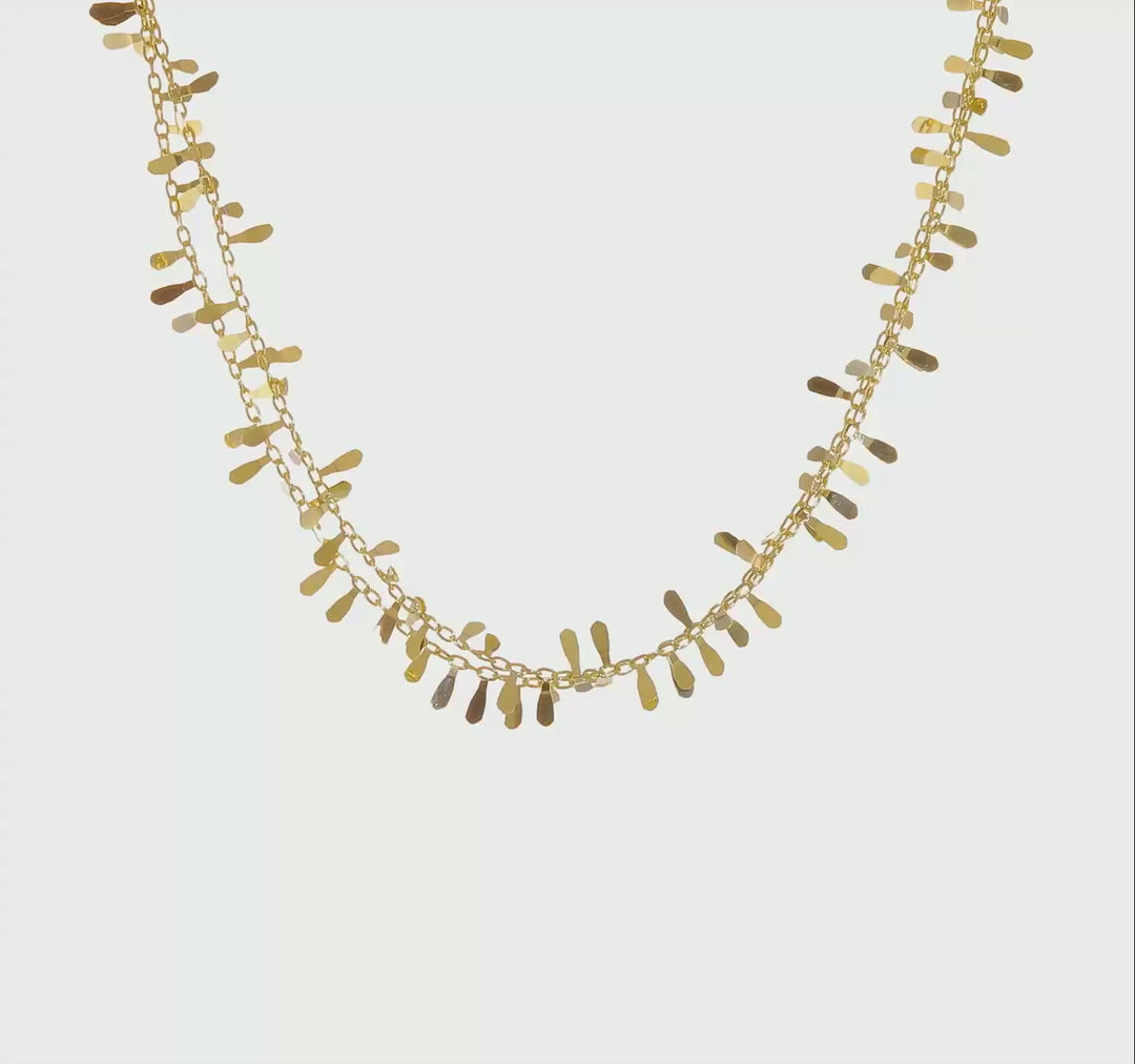 Collar de Eslabones Fantasía Pulido en Oro Amarillo de 14K - 17 Pulgadas