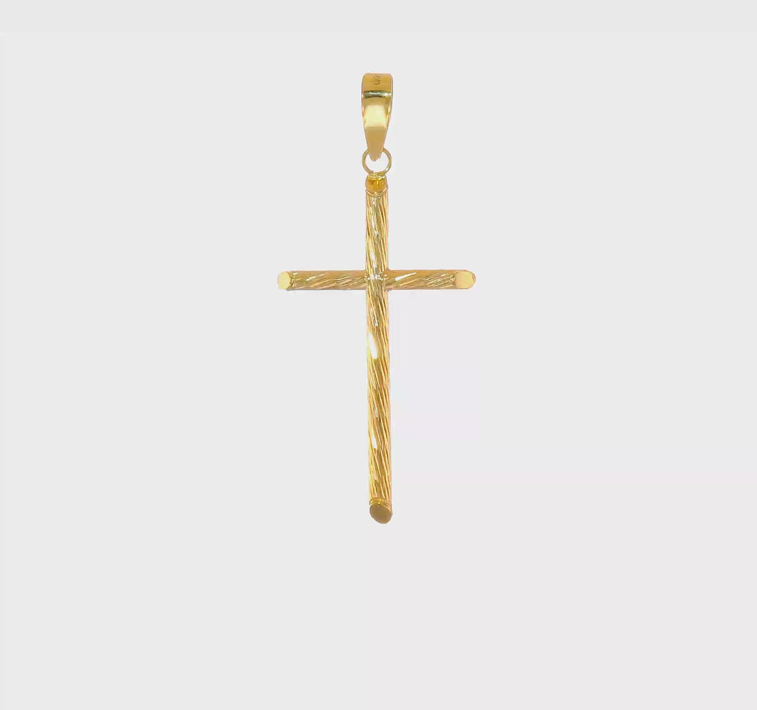 Colgante de Cruz Elegante Pulida y Texturizada en Oro Amarillo de 14K