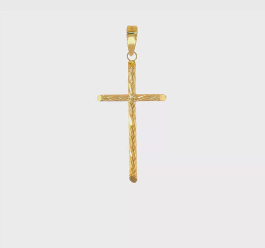 Colgante de Cruz Elegante Pulida y Texturizada en Oro Amarillo de 14K