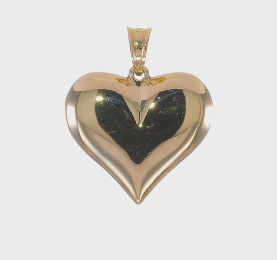 Colgante Corazón Inflado 3D en Oro de 14K Pulido