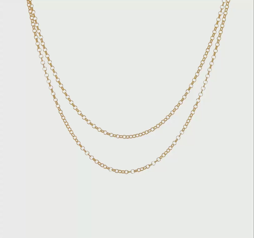 Collar Bicolor de Doble Hebra Fancy de 14K