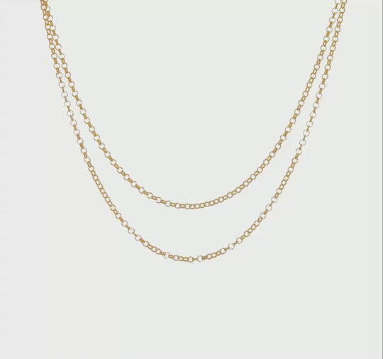 Collar Bicolor de Doble Hebra Fancy de 14K