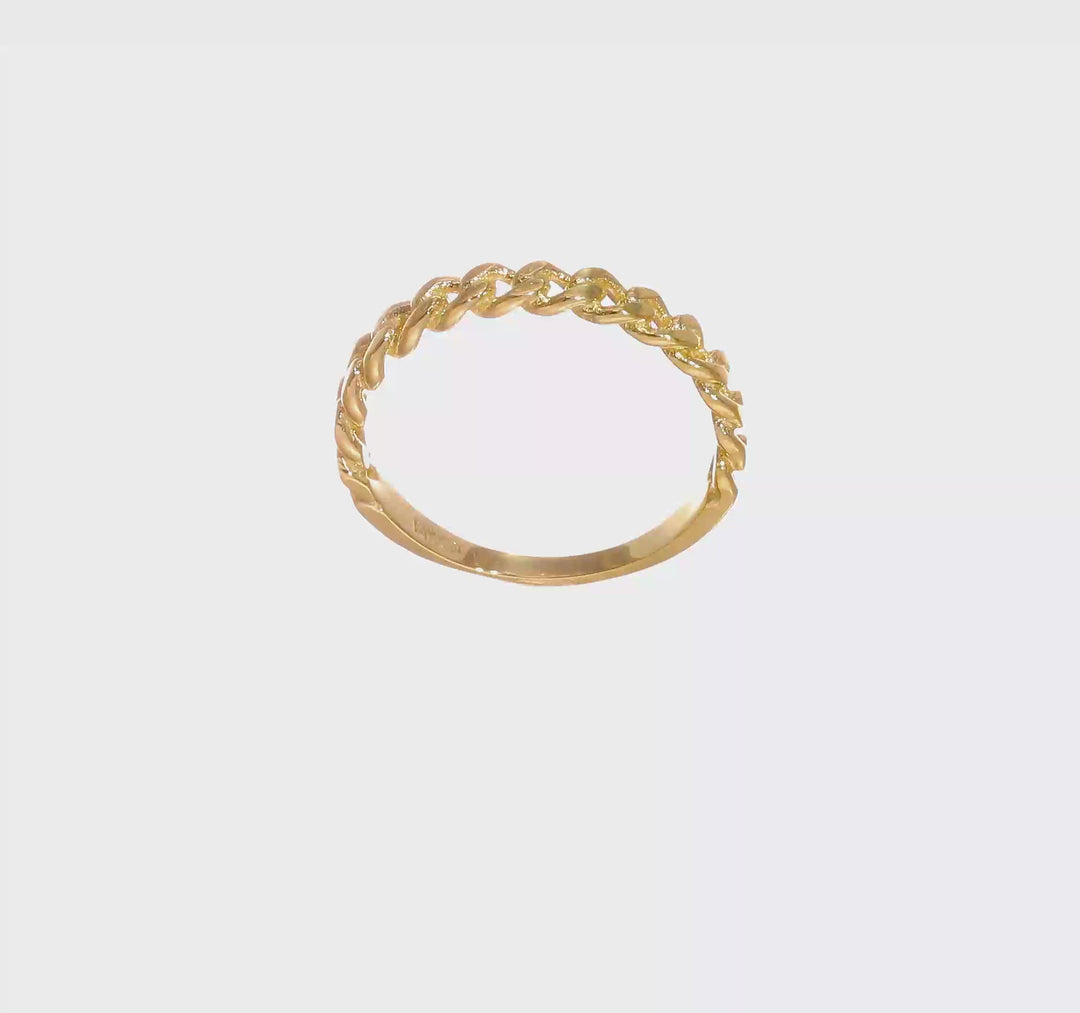 Anillo de Banda con Eslabones en Oro Amarillo de 14k