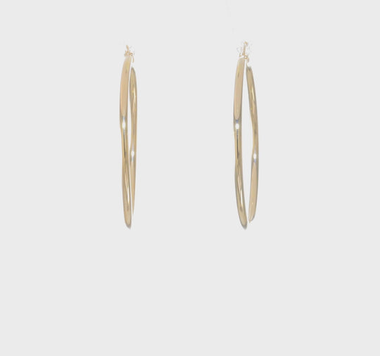 Pendientes de Aro Tubo Livianos Pulidos de Oro Amarillo de 14K de 2x40 mm