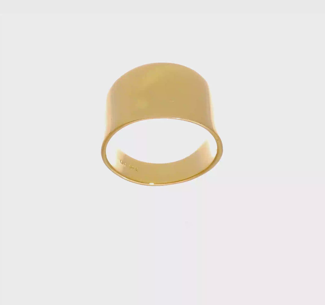 Anillo de Banda de Cigarro Tapered de 15mm con Parte Superior Plana en Oro Amarillo de 14k