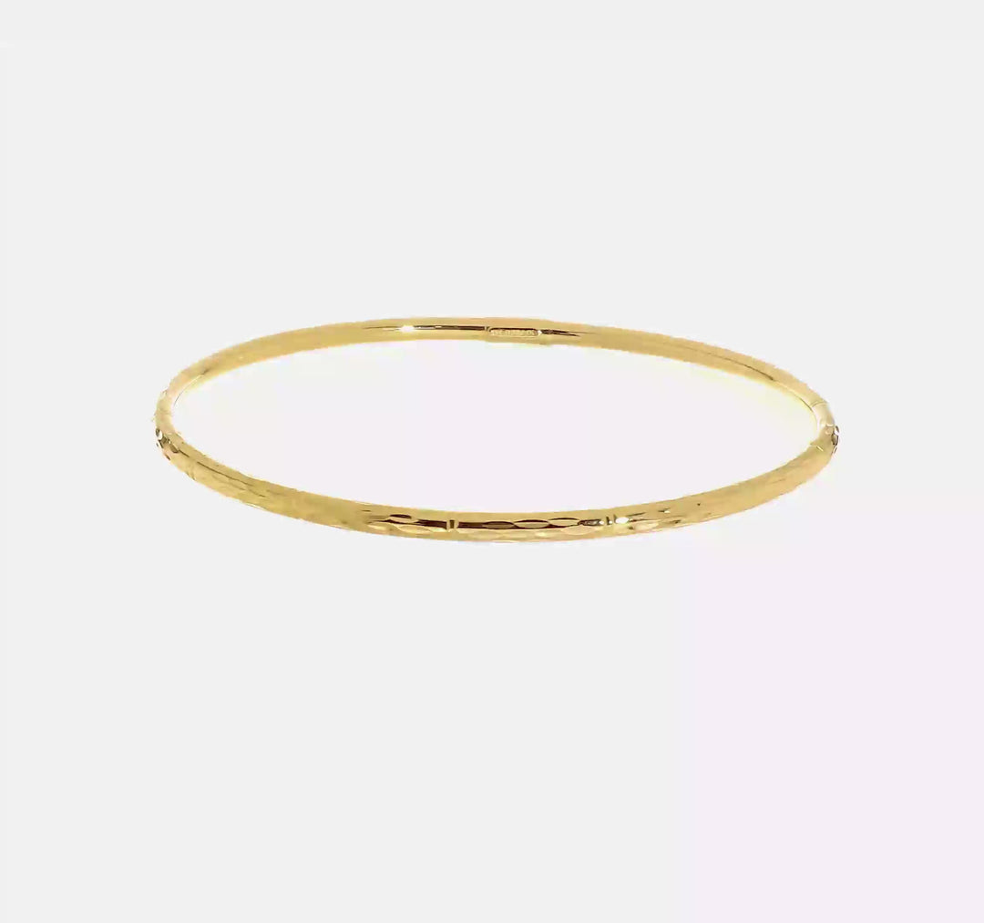 Pulsera Bangle Deslizable de Corte Diamante Pulido de 14k