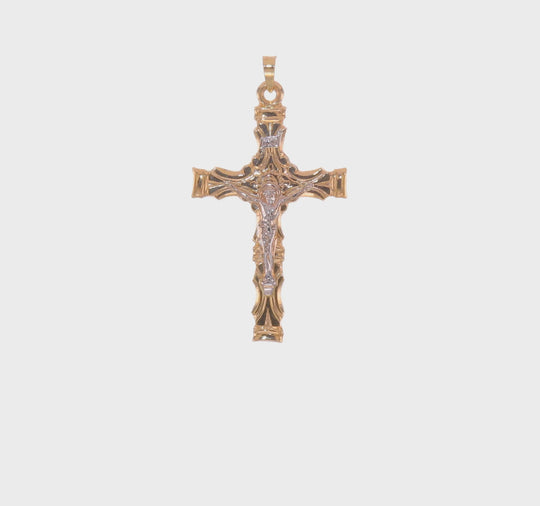 Colgante Crucifijo INRI Sólido en Oro Bicolor de 14k