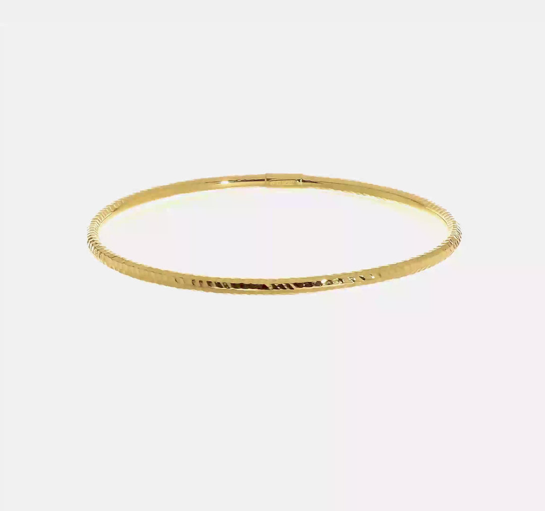 Pulsera de Tubo Cortada con Diamante de 14k y 3 mm