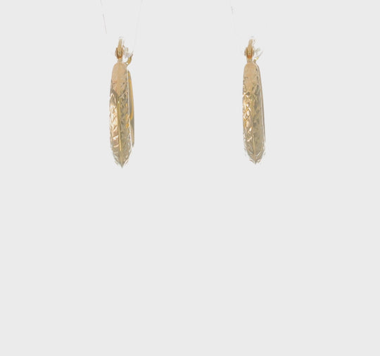 Pendientes de Aro Hueco Texturizado en Oro Amarillo de 14k