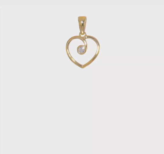 Colgante Corazón Pulido con Diamante en Oro Amarillo de 14K