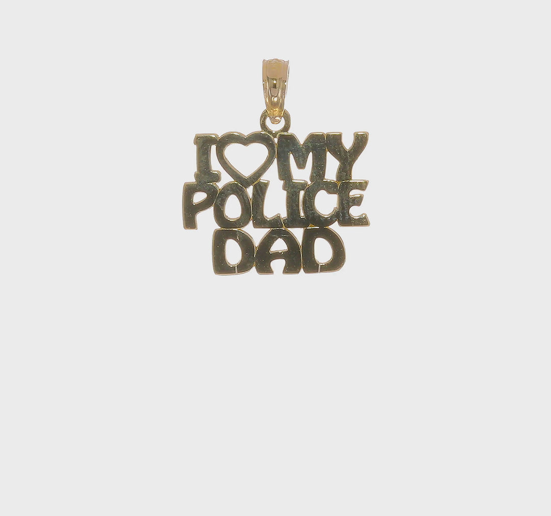 Charm "I HEART MY POLICE DAD" en Oro Amarillo de 14K