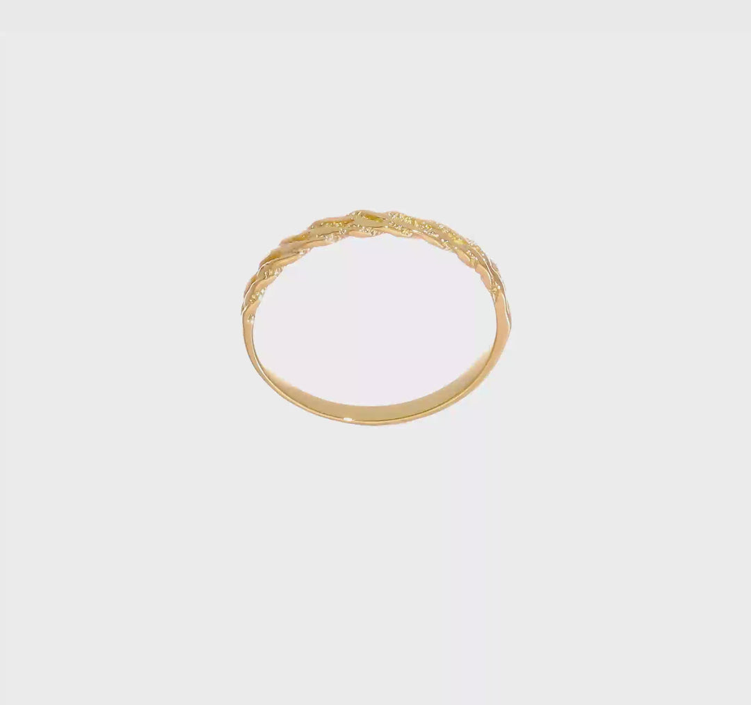 Anillo de Cuerda Cortada con Diamante en Oro Amarillo de 14k