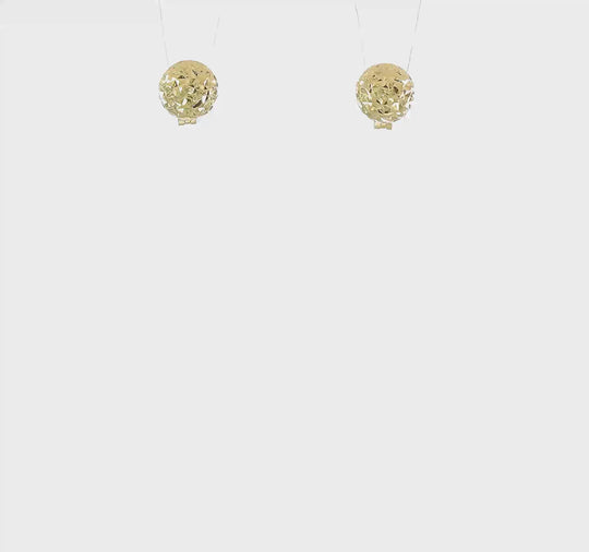 Pendientes de Bola con Corte Diamante en Oro Amarillo de 14k