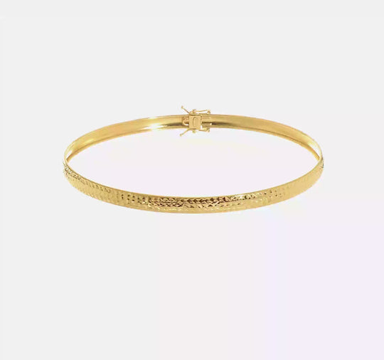 Brazalete Flexible en Oro Amarillo de 14K con Corte de Diamante (4.25mm)