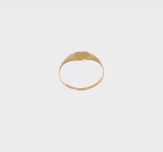 Anillo de Sello Satinado con Corazón para Bebé en Oro Amarillo de 14k