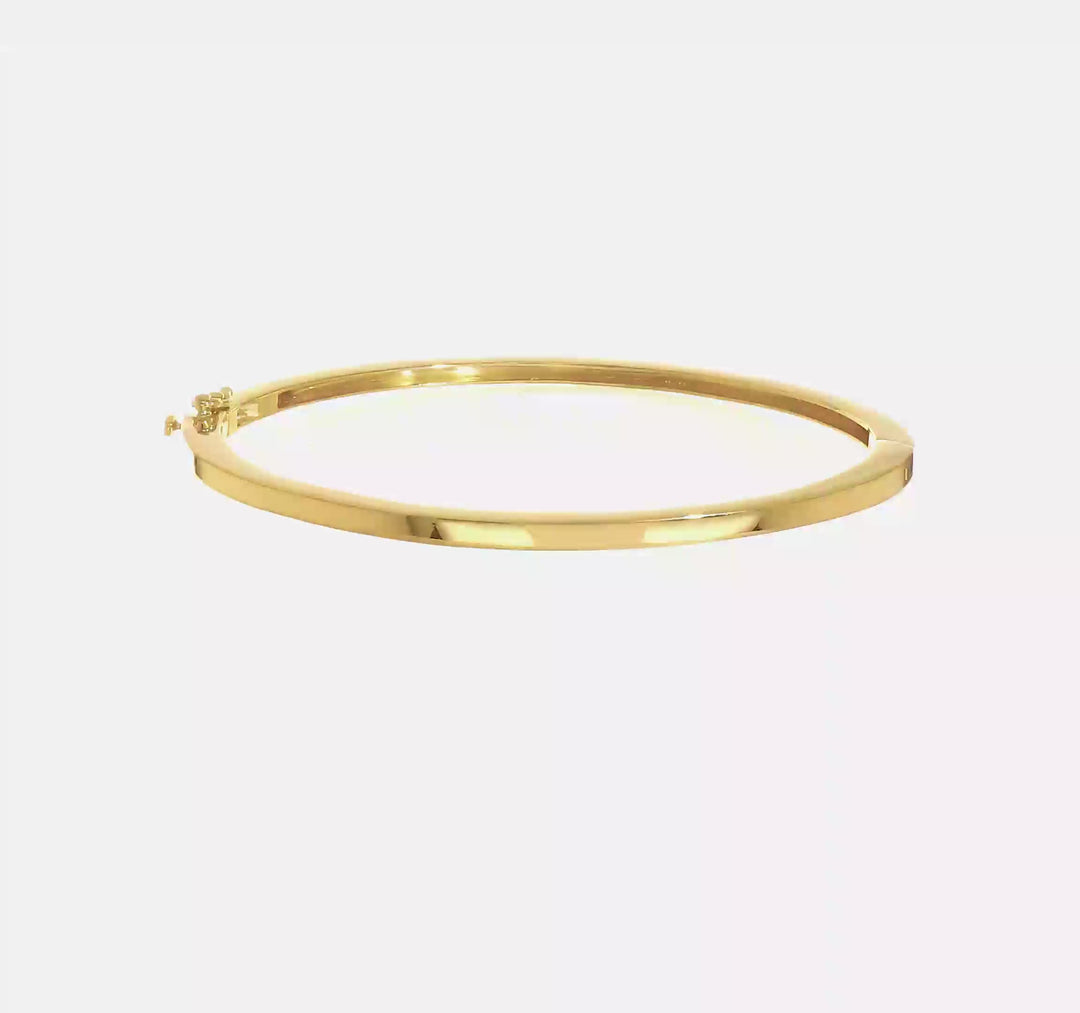 Pulsera Bangle Deslizable Sólida y Pulida con Bisagra de 2.5mm en Oro Amarillo de 14k