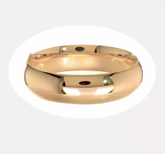 Brazalete Bangle 14K Oro Amarillo Pulido de 17 mm con Bisagra