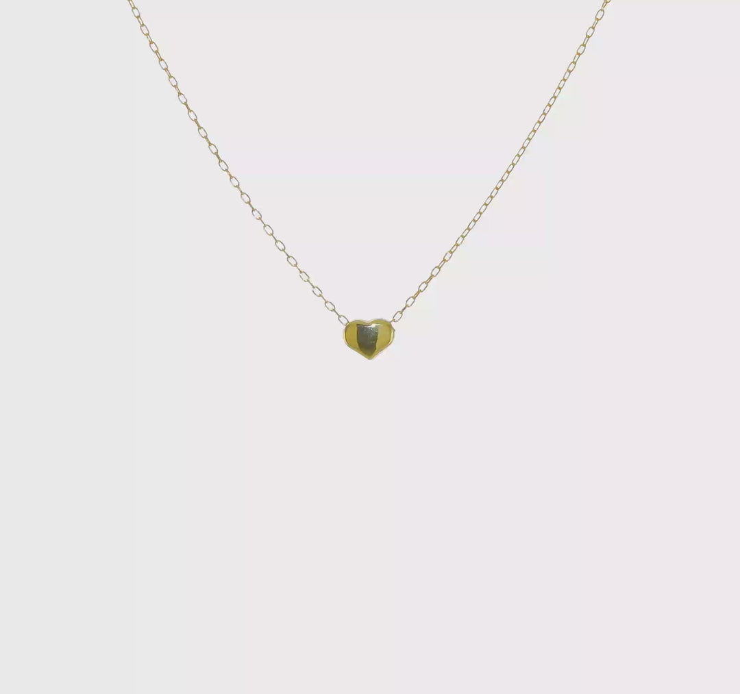 Collar de Corazón Pulido en Oro de 14k de 16.5 pulgadas