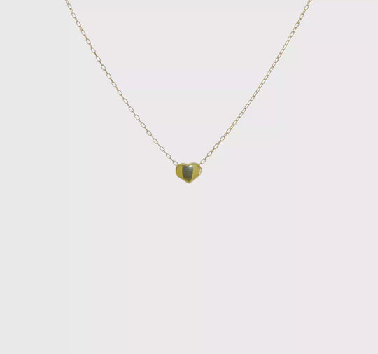 Collar de Corazón Pulido en Oro de 14k de 16.5 pulgadas