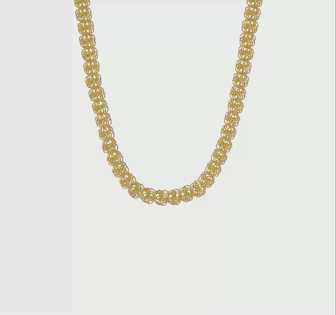 Collar de 14K Oro Amarillo con Eslabones de Fantasía Pulidos