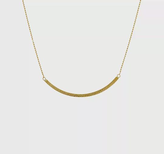 Collar Ajustable de Hasta 33 Pulgadas en Oro de 14K Tricolor con Barra Curva