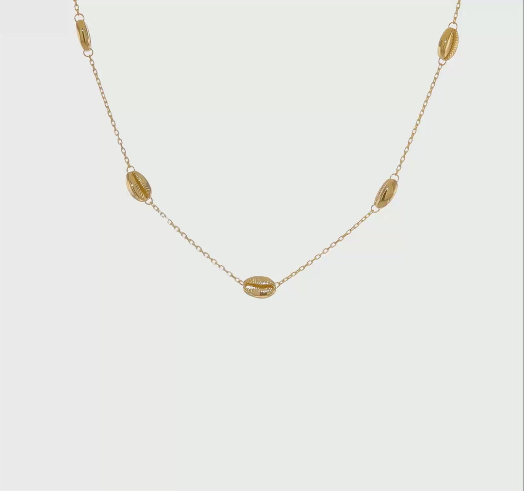 Collar de 5 Estaciones con Conchas de 14K (18in)