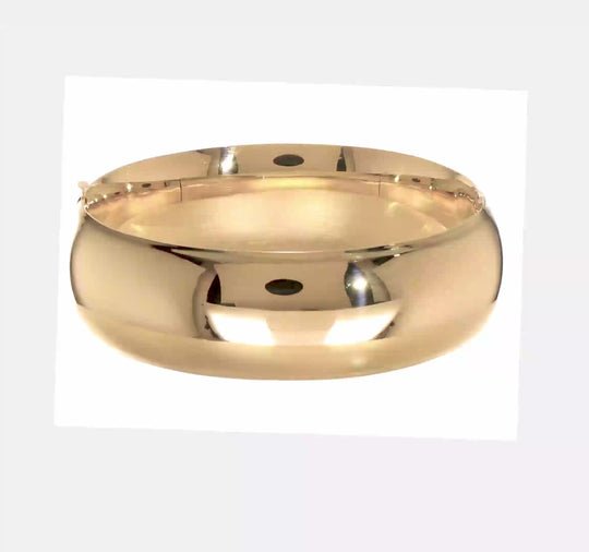 Brazalete Bangle 14K Oro Amarillo Pulido de 20 mm con Bisagra