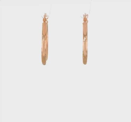 Aretes de Aro Livianos en Oro Rosa de 14k con Acabado Satinado y Corte Diamante