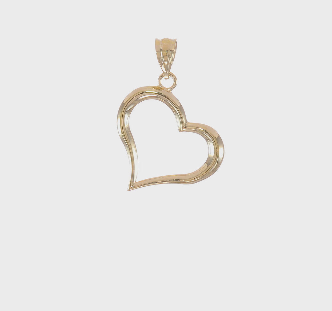 Dije Colgante de Corazón Pulido en Oro Amarillo de 14K