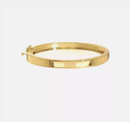 Brazalete con Bisagra en Oro Amarillo de 14K, Sólido y Pulido (6.3mm)