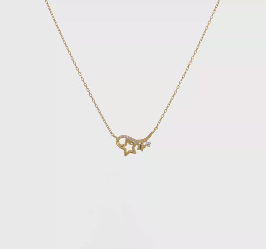 Collar de 14K con Estrella de Circonia Cúbica - 15” + 1” Extensión