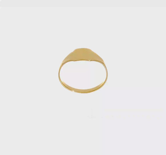 Anillo Signet Cuadrado Pulido para Bebé en Oro Amarillo de 14k