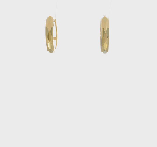 Pendientes de Aro con Bisagra en Oro Amarillo de 14k Facetado Pulido de 3x15mm