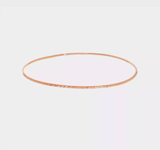 Pulsera Bangle Deslizable de Corte Diamante de 1.5mm en Oro Rosa de 14k