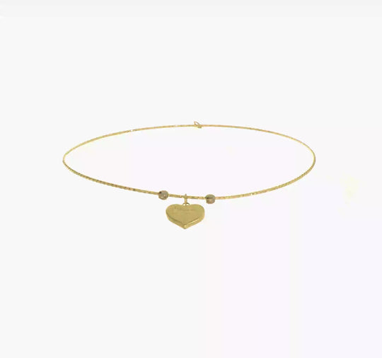 Pulsera Bangle de Dos Tonos con Corte Diamante en Forma de Corazón con "Mom" en Oro de 14k