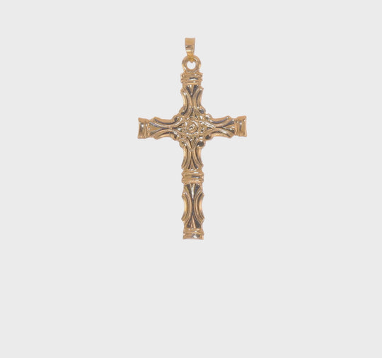 Colgante de Cruz con Diseño Elegante en Oro Amarillo de 14k Pulido