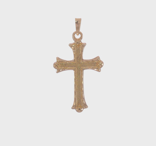 Colgante Cruz Fleur De Lis Hueco en Oro Amarillo de 14k