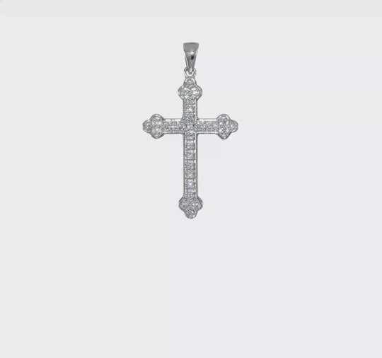 Colgante de Cruz en Oro Blanco 14K con Diamantes