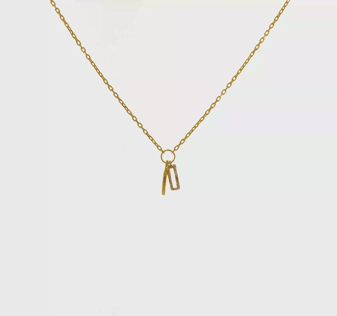 Collar con Corazón, Candado y Llave en Oro Dos Tonos 14K